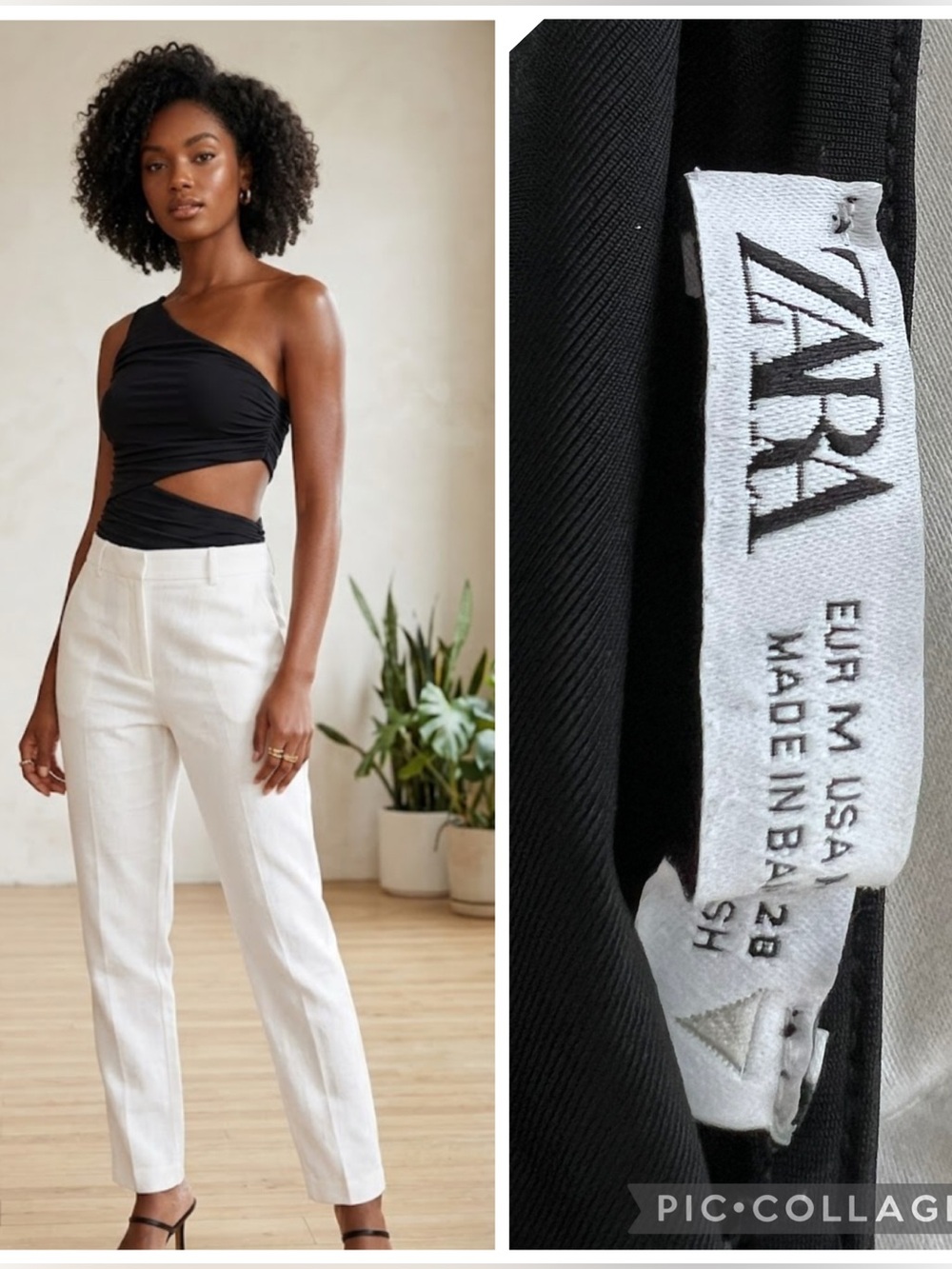 Zara Black One-Shoulder Cutout Top - Stylish Women's Top size M